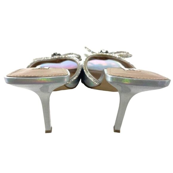 Steve Madden Silver Holographic Bow Heels Size 8 - Picture 4 of 5